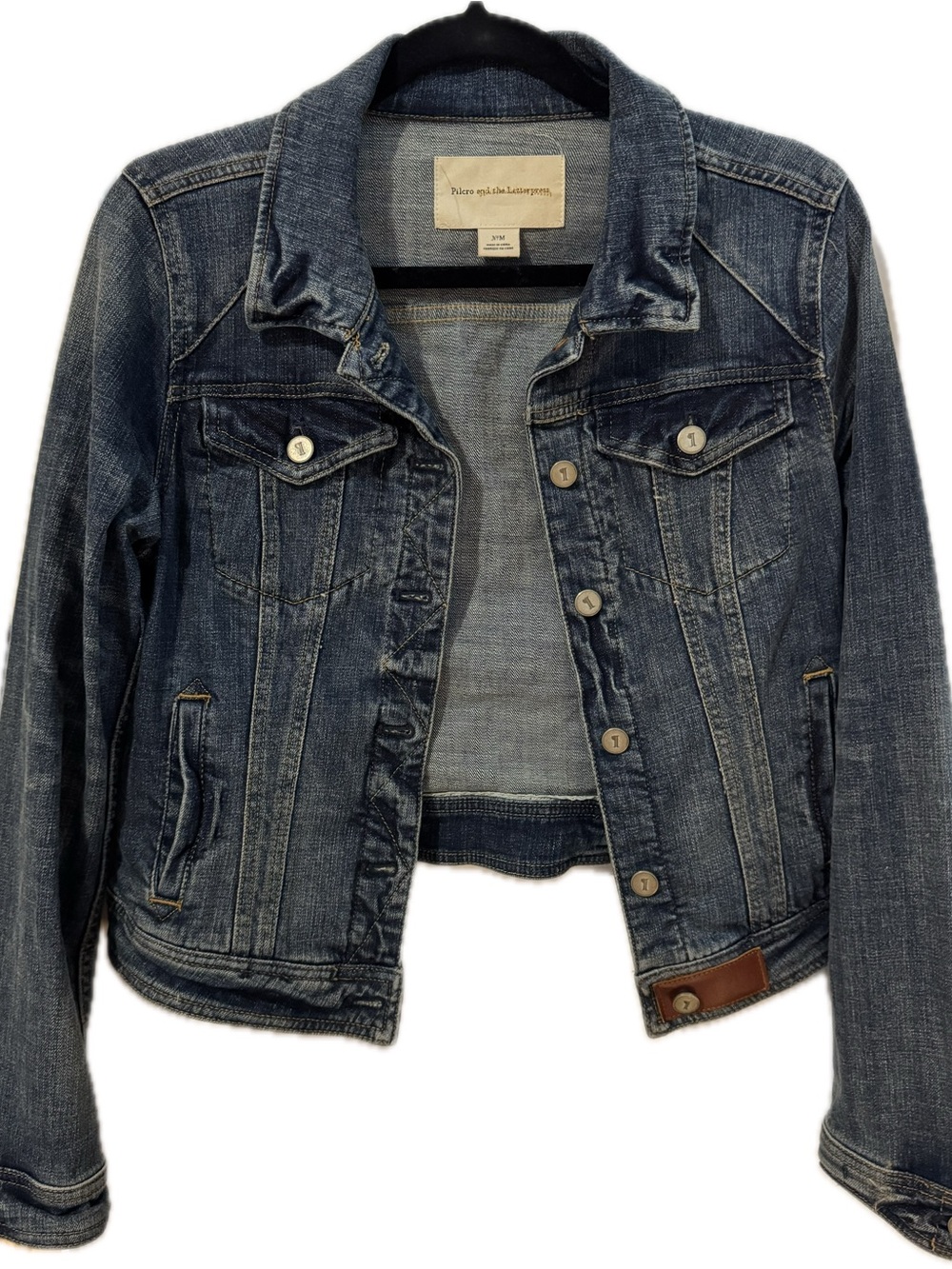 Pilcro and the Letterpress Distressed Blue Denim Jacket